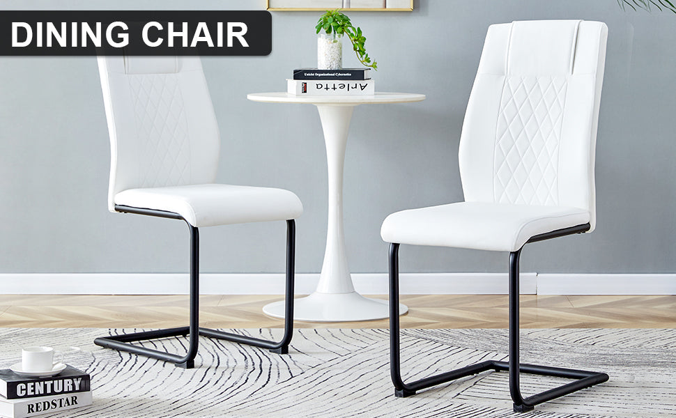 Skye Dining Chair Black Metal Leg (Set of 4) - White