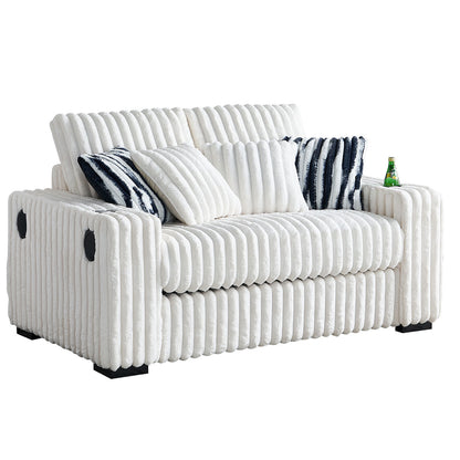 Gene Square Arm Loveseat With Ottoman - Beige