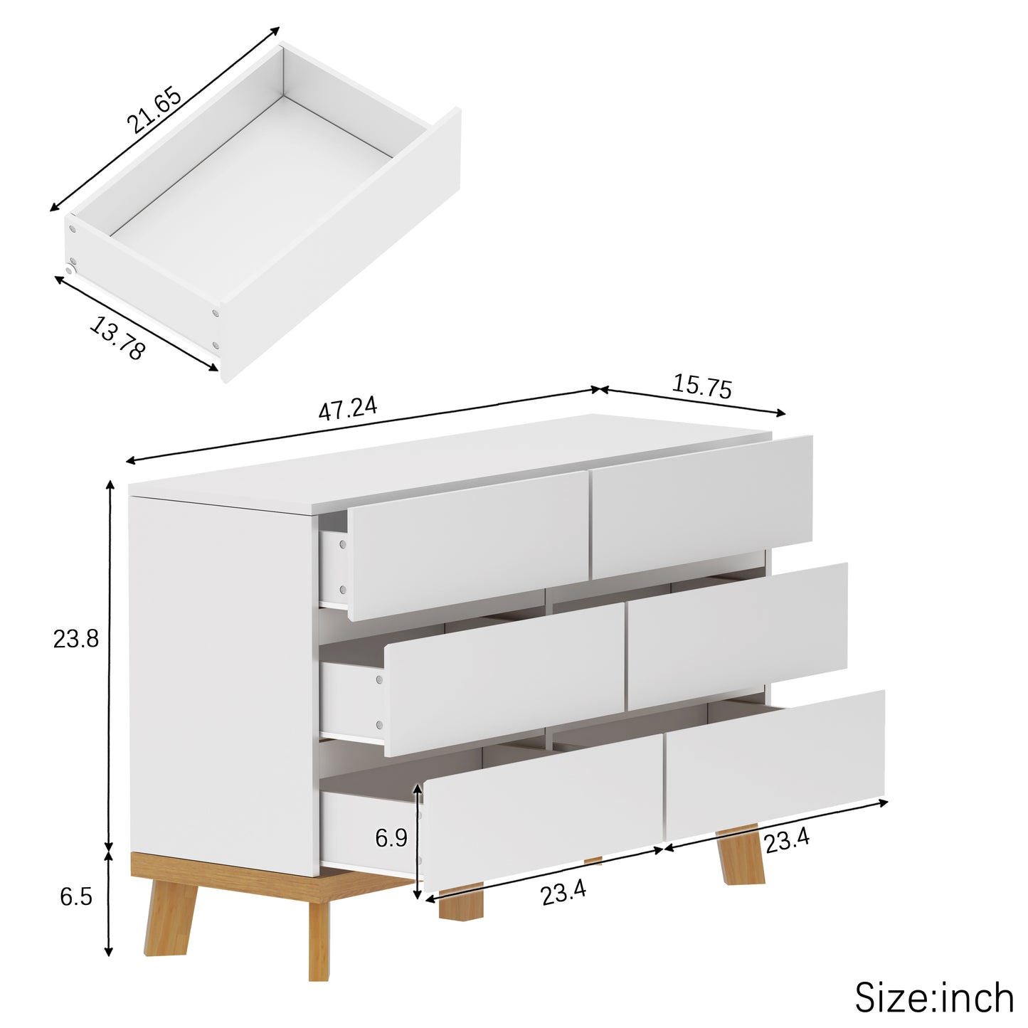 Nao 6-Drawers Storage Cabinet - White