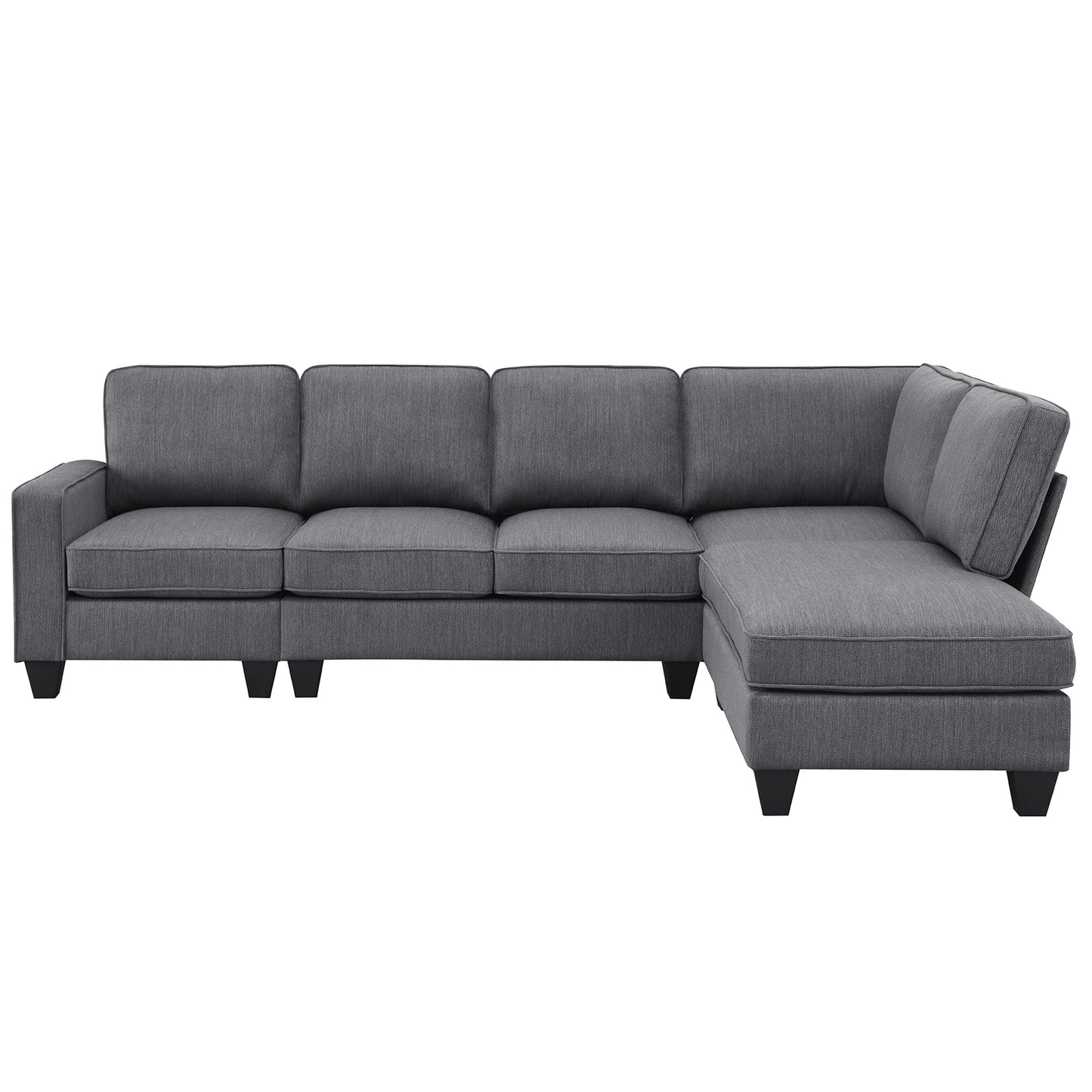 Vortex 7-seat Linen Fabric L-shaped Sectional Sofa - Gray