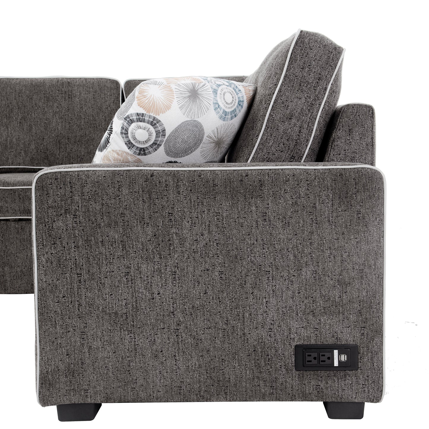 Berg L-Shaped Pull Out Convertible Sleeper Sofa - Dark Gray