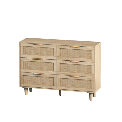 Tero 6 Drawers Rattan Cabinet - Natural