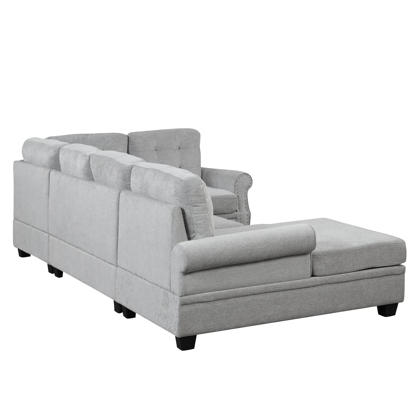 Aisha Modern U-Shaped Corner Sectional Sofa - Gray