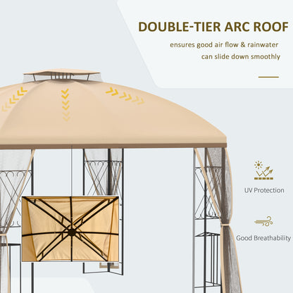 Adel 10 x 10 ft Patio Gazebo with Corner Shelves - Beige