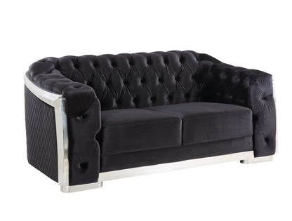 Pyroden Velvet Loveseat - Black