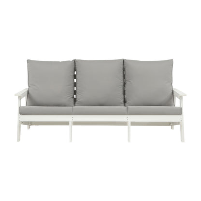 Micki Outdoor 3 Seater Sofa with Cushion - White/Gray