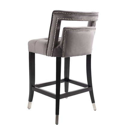 Xavier Suede Velvet Counter Height Stools - Grey Set of 2