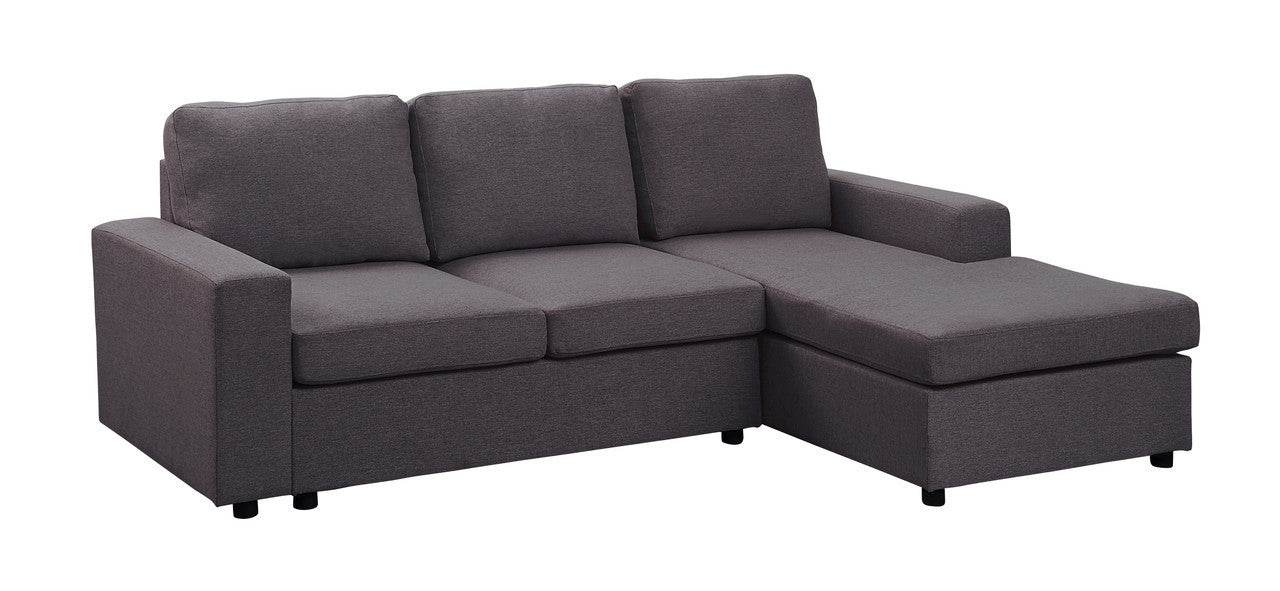 Ravi Linen Sofa with Reversible Chaise - Dark Gray