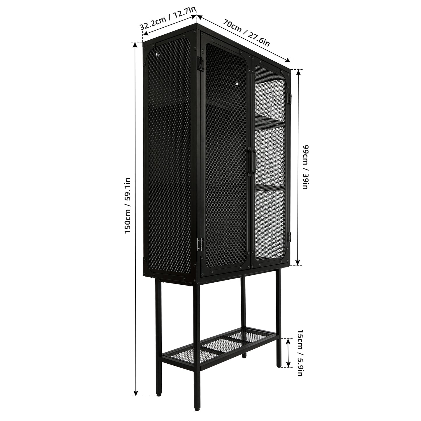 Laso II Mesh Door Cabinet - Black