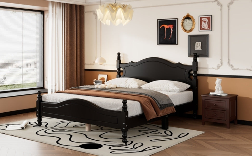 Quarto II Queen Size Wood Platform Bed Frame - Black