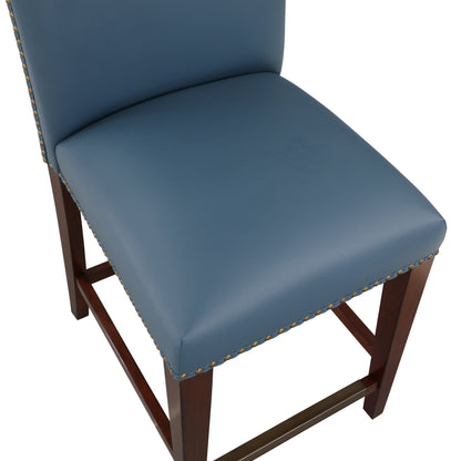 Summit  Faux Leather Counter Stool with Nail Heads - Blue Set of 2