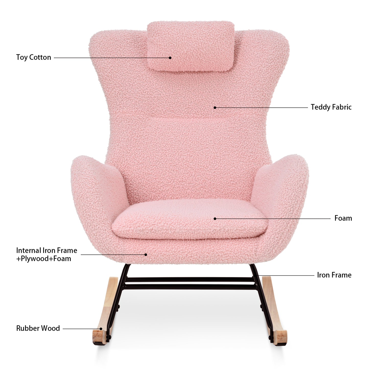 Anton Rocking Chair - Pink