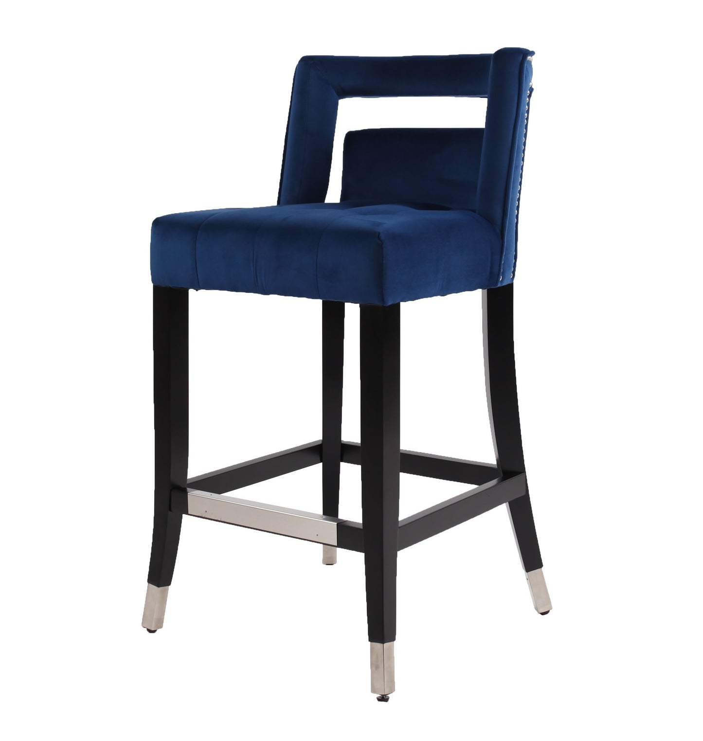 Xavier Suede Velvet Counter Height Stools - Navy Blue Set of 2