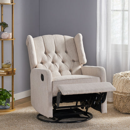 Mylo Manual Recliner Chair with 360-Degree Swivel - Beige