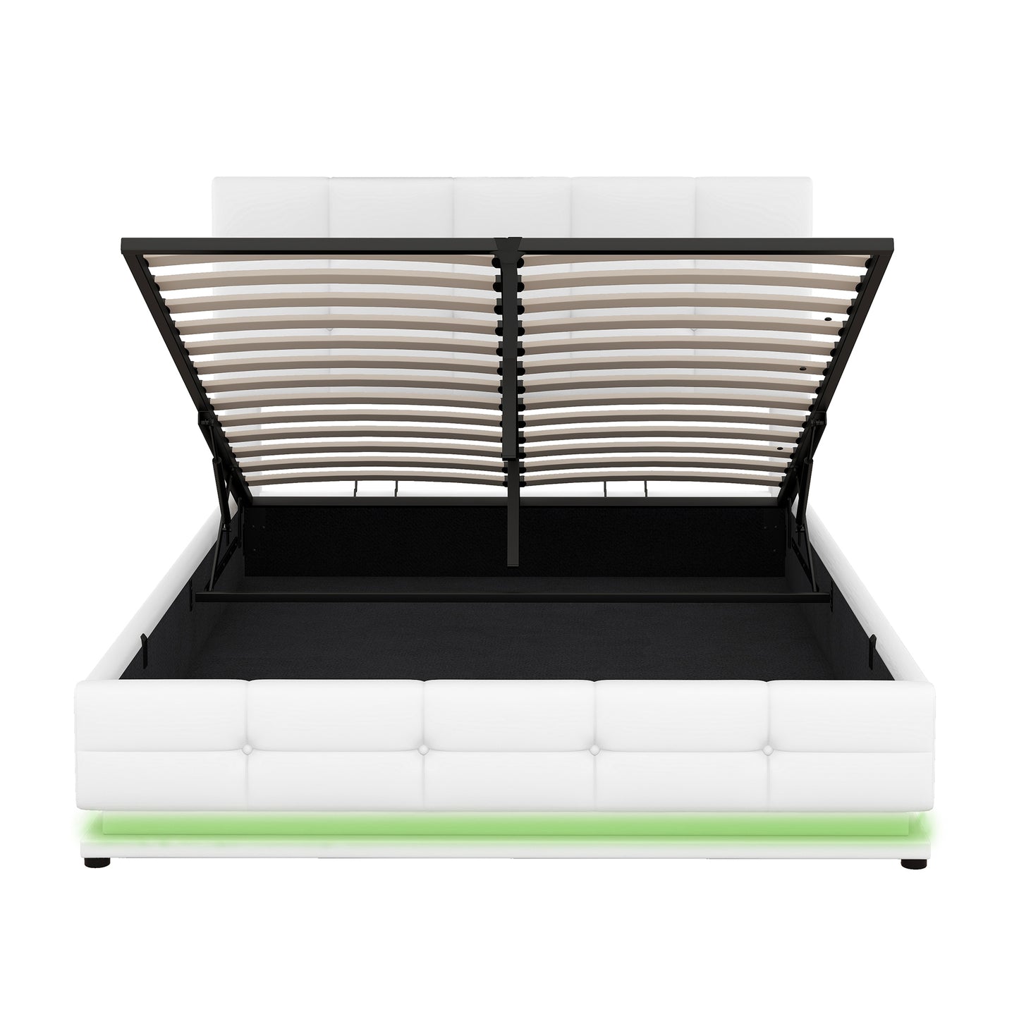 Luxury Dream Full Bed with Smart Storage and LED Illumination - White