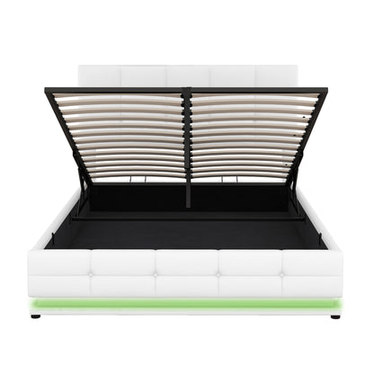 Luxury Dream Full Bed with Smart Storage and LED Illumination - White