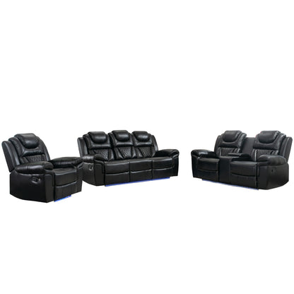 Milo 3 Pieces Recliner Sofa Sets - Black