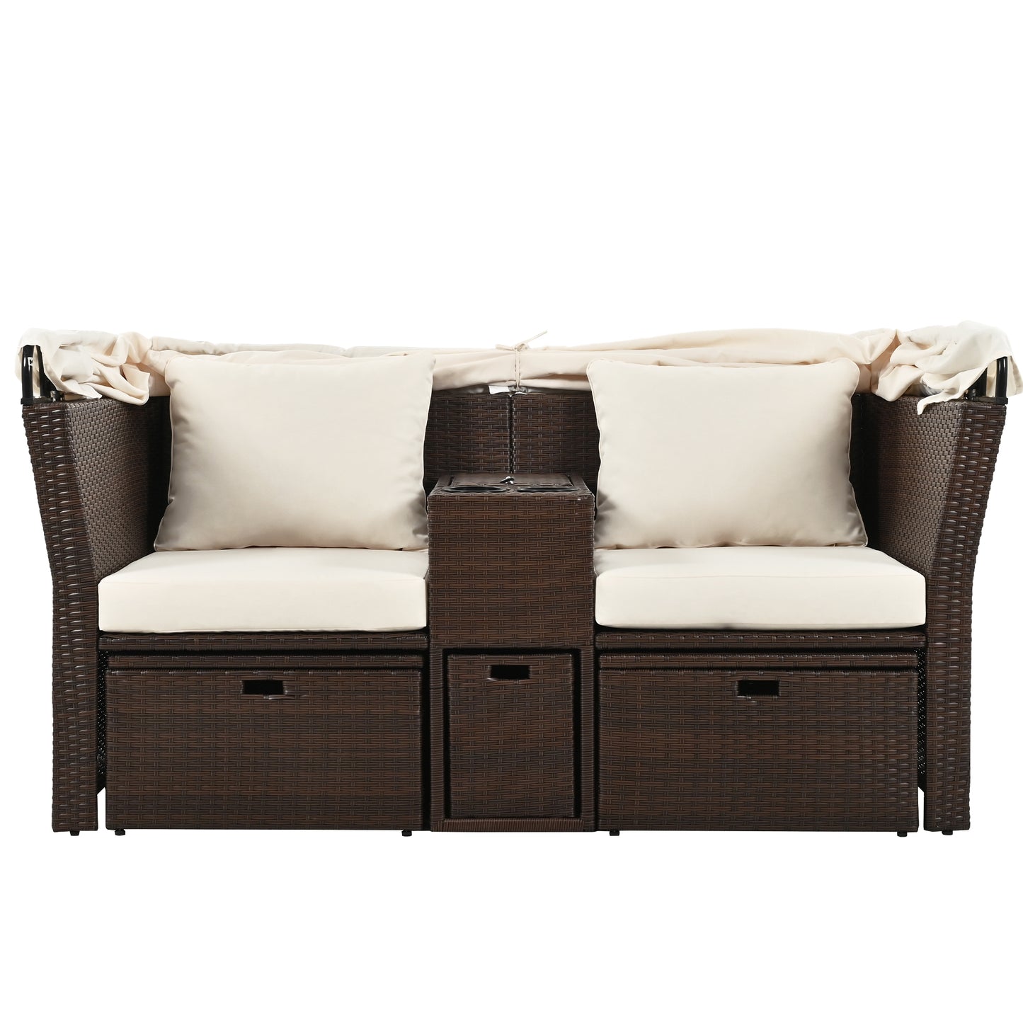 Ginson 2-Seater Outdoor Patio Daybed - Beige