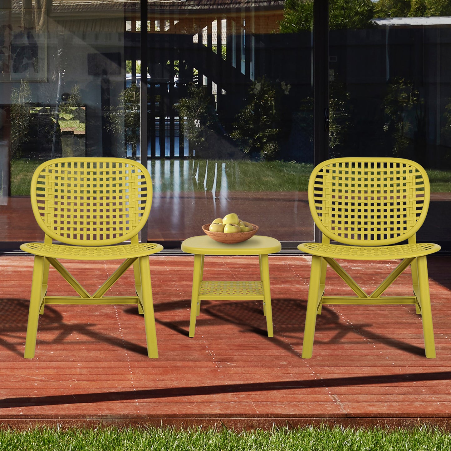 Toccara  3 Pc Retro Patio Table Chair Set - Yellow