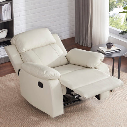 Milton Leather Reclining Chair - Beige