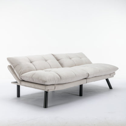 Vega Convertible Folding Modern Sofa Bed - Cream