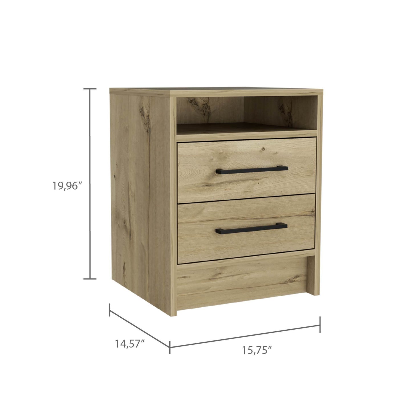 Eter Nightstand Two Drawers - Light Oak