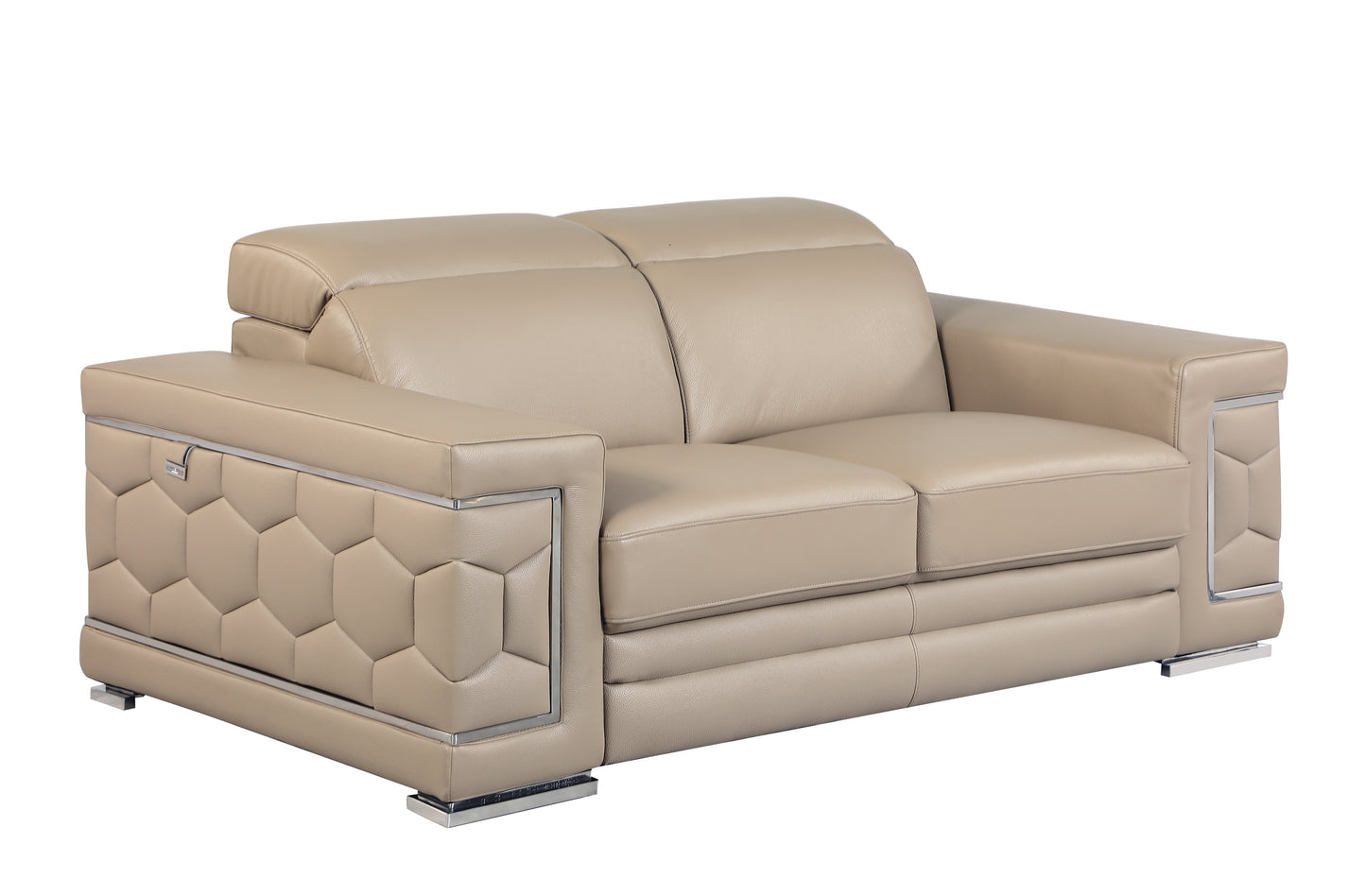 Denzel Top Grain Italian Leather Loveseat - Beige