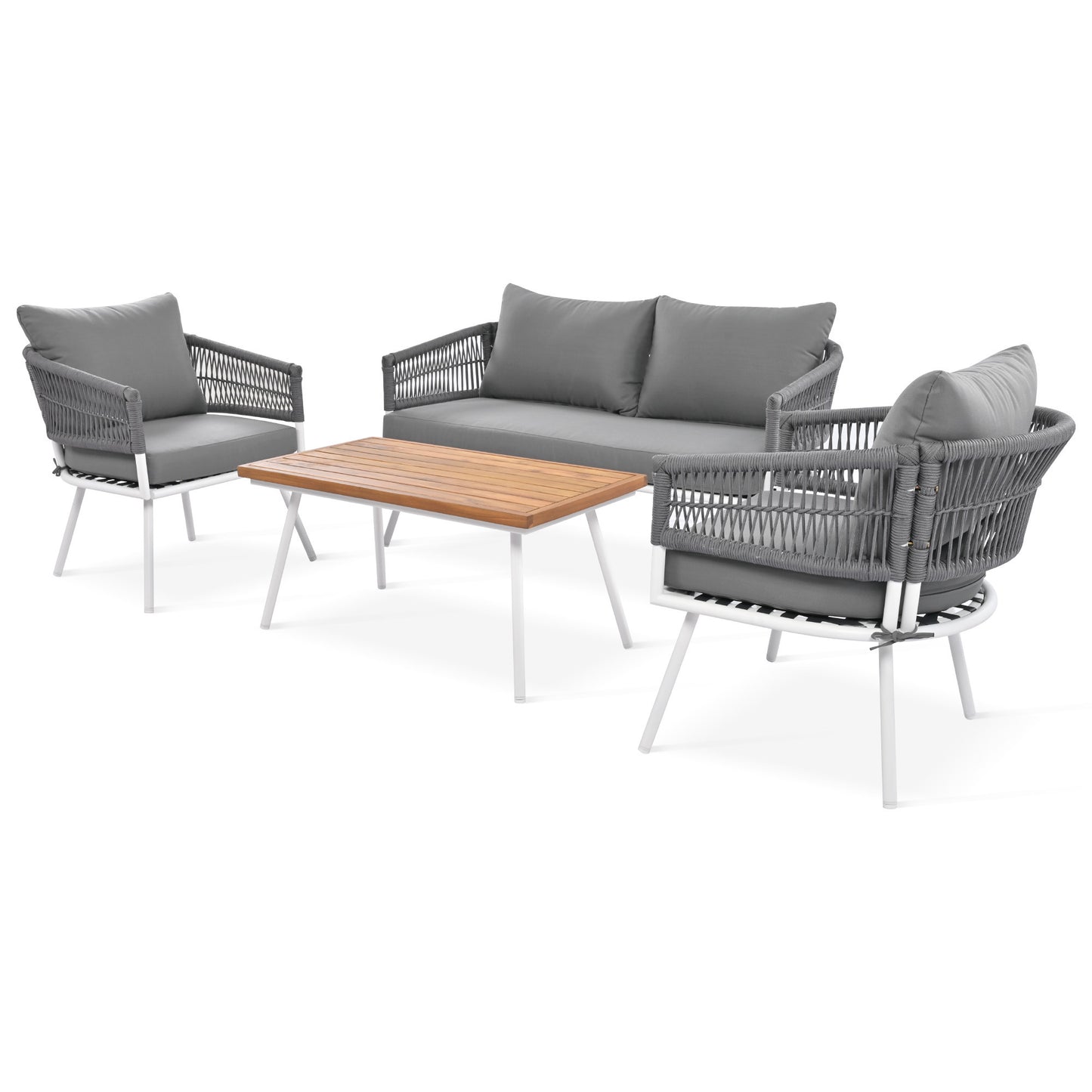 Boho 4 Pc Rope Patio Furniture Set - Gray