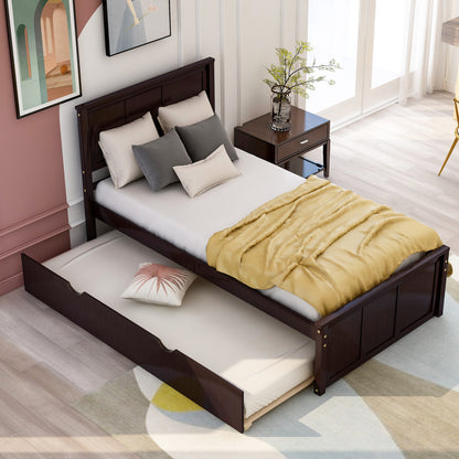 Iso Twin Size Platform Bed with Twin Size Trundle - Espresso