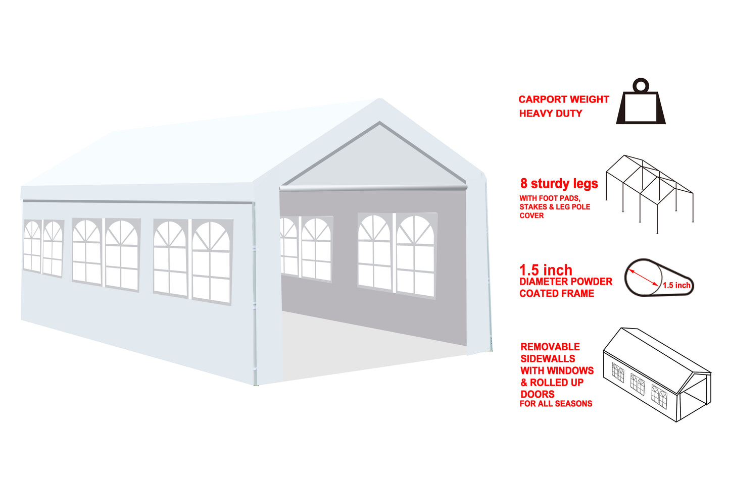 Moser 10'x20'  Party Tent and Carport - White