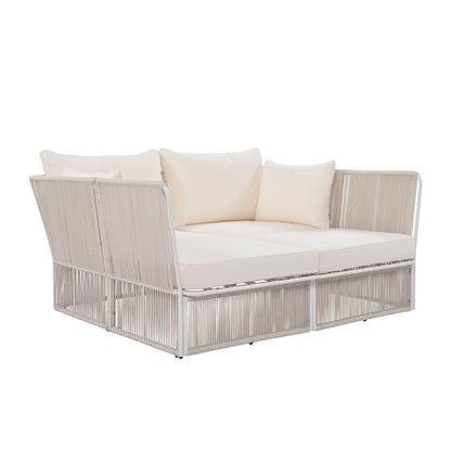 Freeda 2 Pc Outdoor Sunbed and Coffee Table Set - Beige