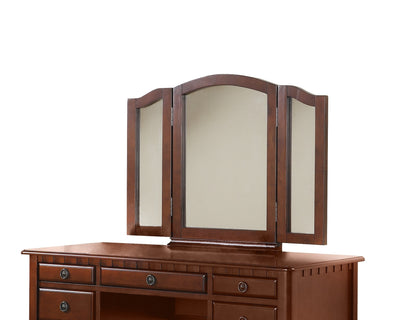 Arias Vanity Set with Foldable Mirror - Cherry