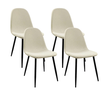 Ona II Fabric Dining Chairs with Black Metal Leg (Set of 2) - Beige