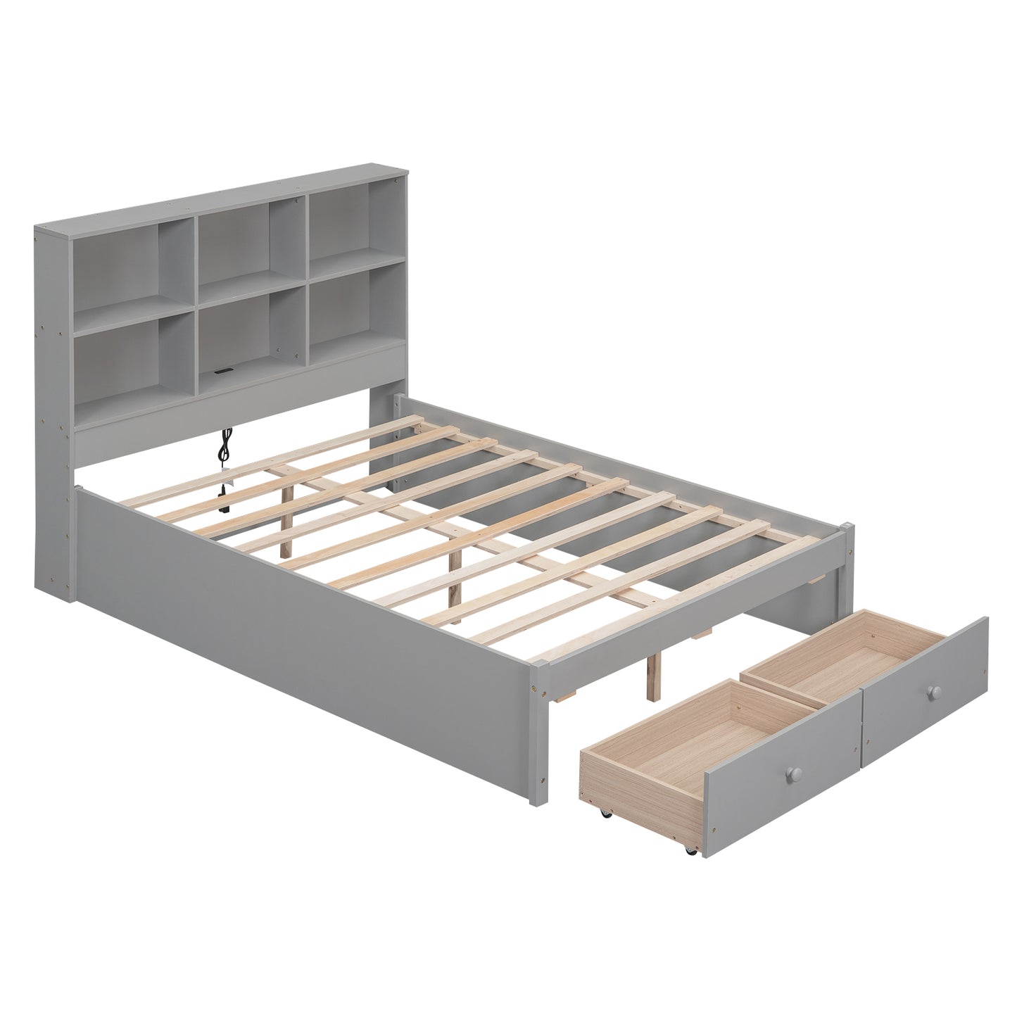 Jazz Full Size Platform Bed w 2 Drawers - Gray