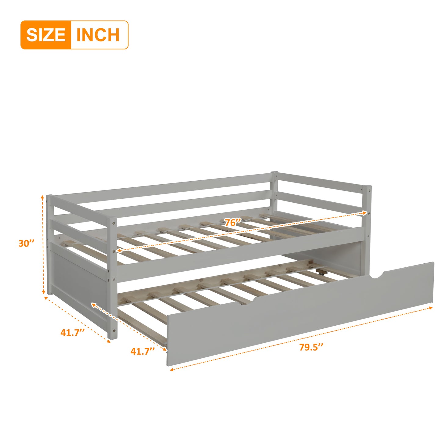 Zim Twin Size Daybed with Trundle - Gray