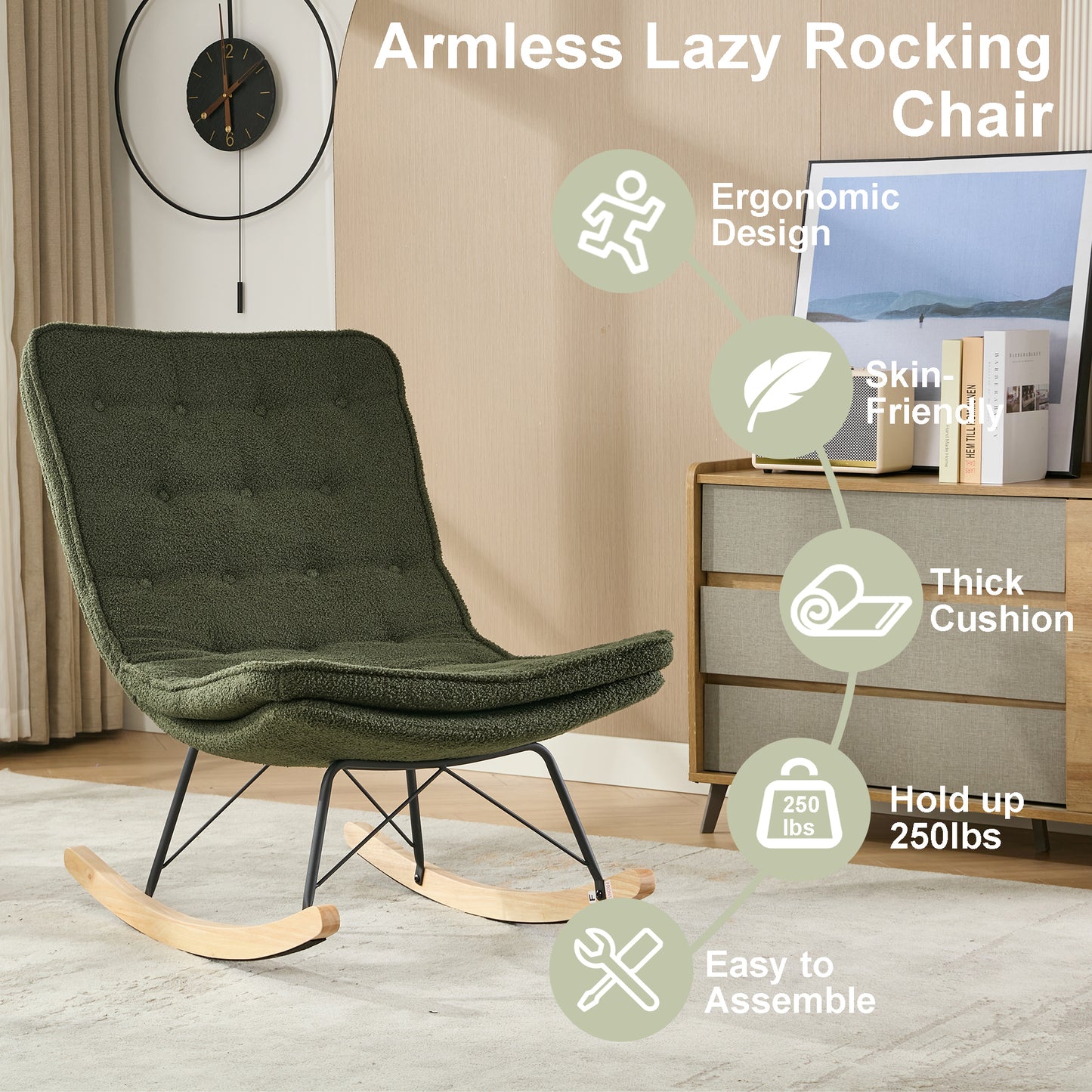 Lazy Rocking Chair - Dark Green