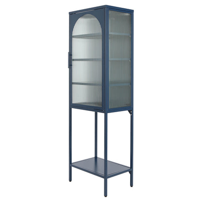 Arched Tempered Glass High Cabinet - Blue