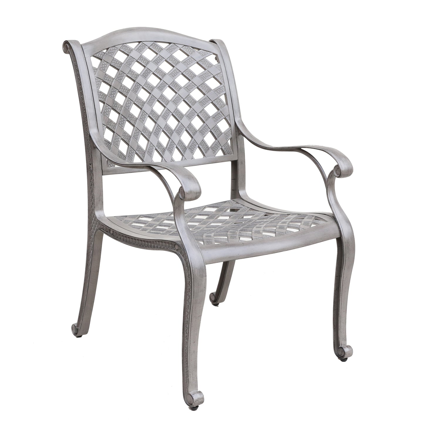 Verno Outdoor Aluminum Dining Arm Chair With Cushion - Gray