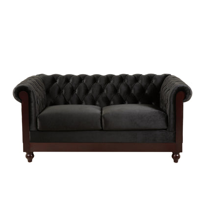 Vivalux Velvet Loveseat Sofa - Black