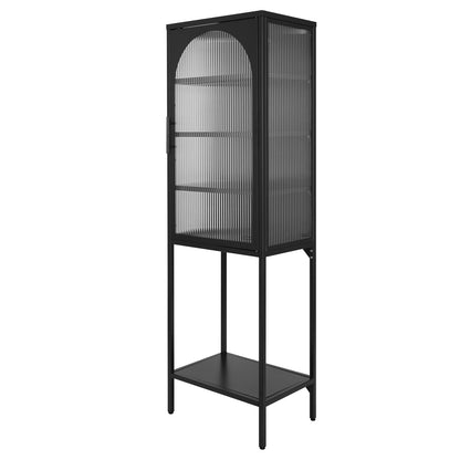 Tempered Glass High Cabinet - Black