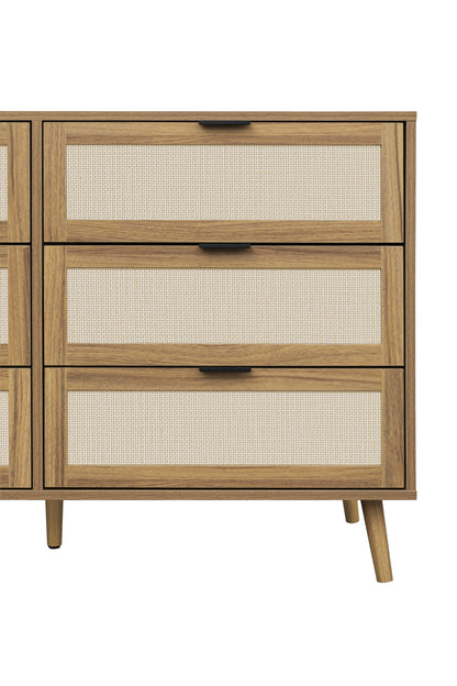 Noi 6 Drawer Dresser Wood Cabinet - Walnut