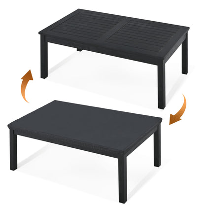 4 Pc Acacia Solid Wood Outdoor Seats Set - Black+Gray