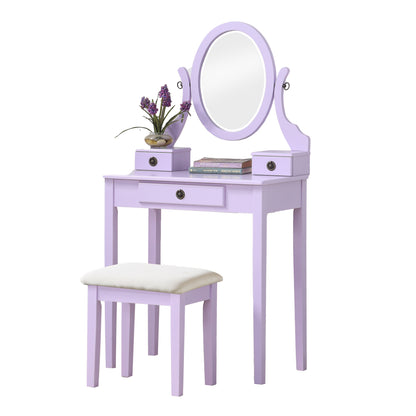 Moniya Makeup Vanity Table and Stool Set - Purple