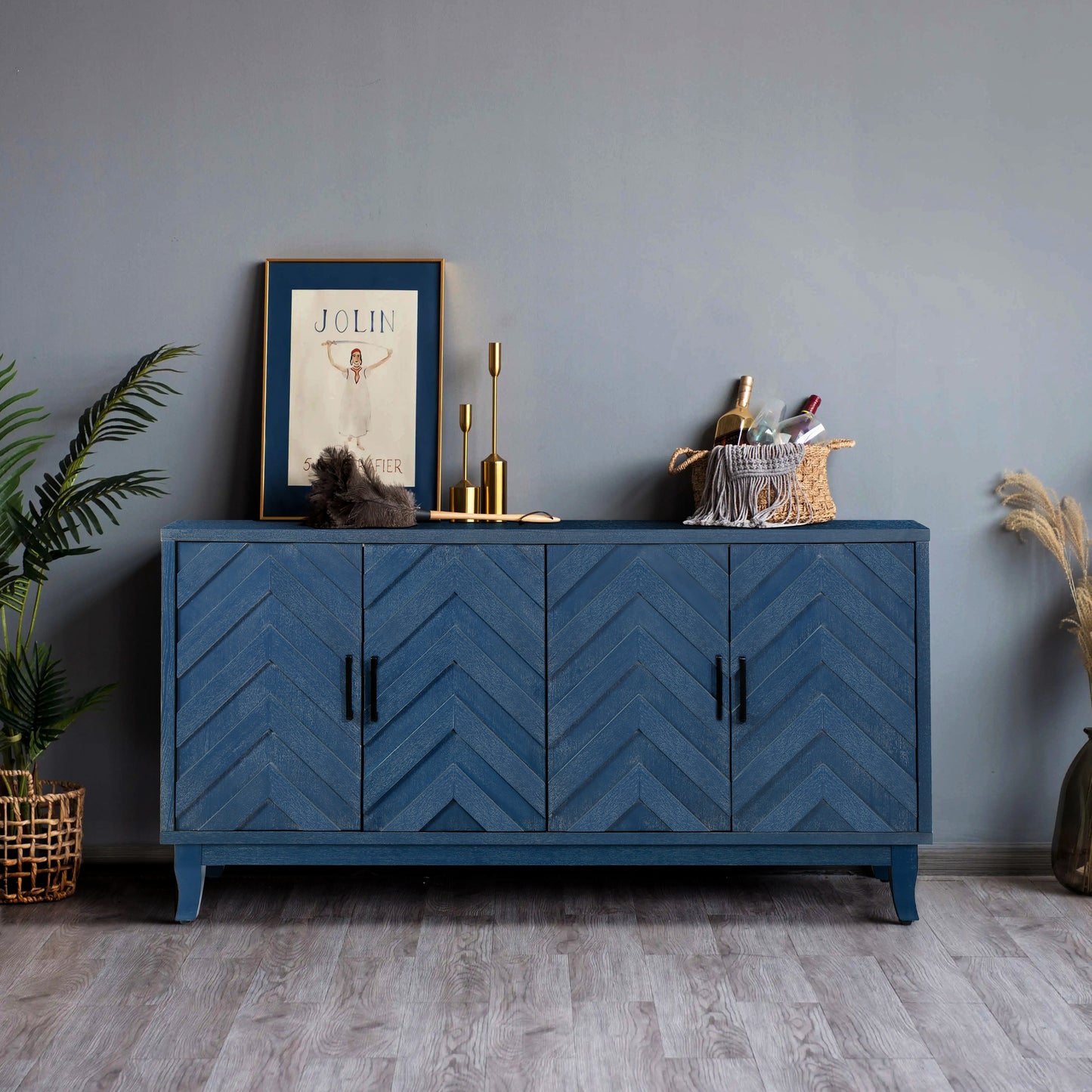 Wave Sideboard Cabinet - Navy Blue