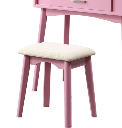 Maly Contemporary Wood Vanity and Stool Set - Pink