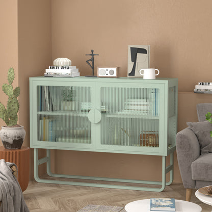 Tempered Glass Cabinet Credenza - Light Green