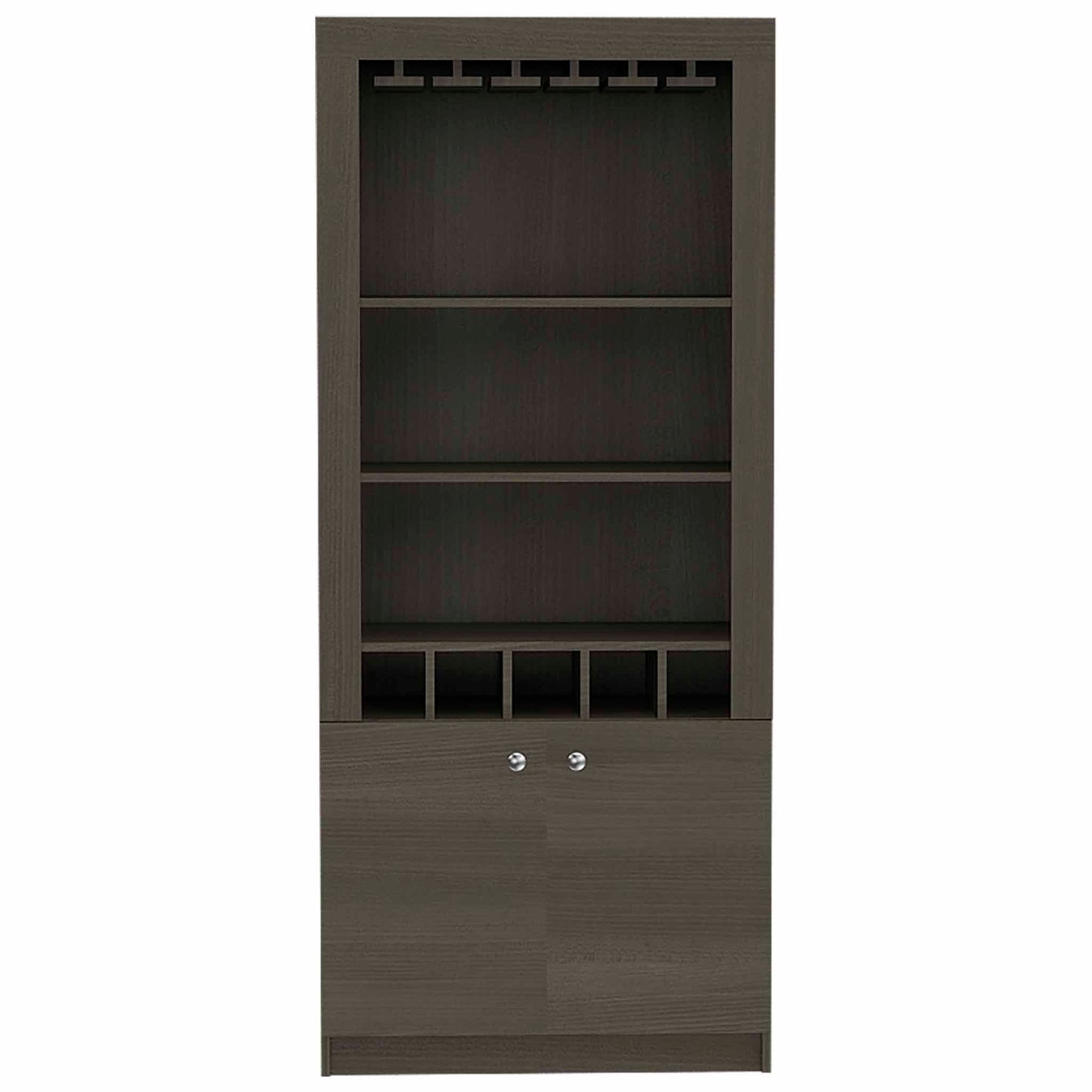 Plympton 3-Shelf Rectangle 5-Bottle Bar Cabinet - Oak