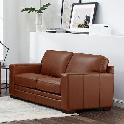 Dillon Leather Loveseat - Brown