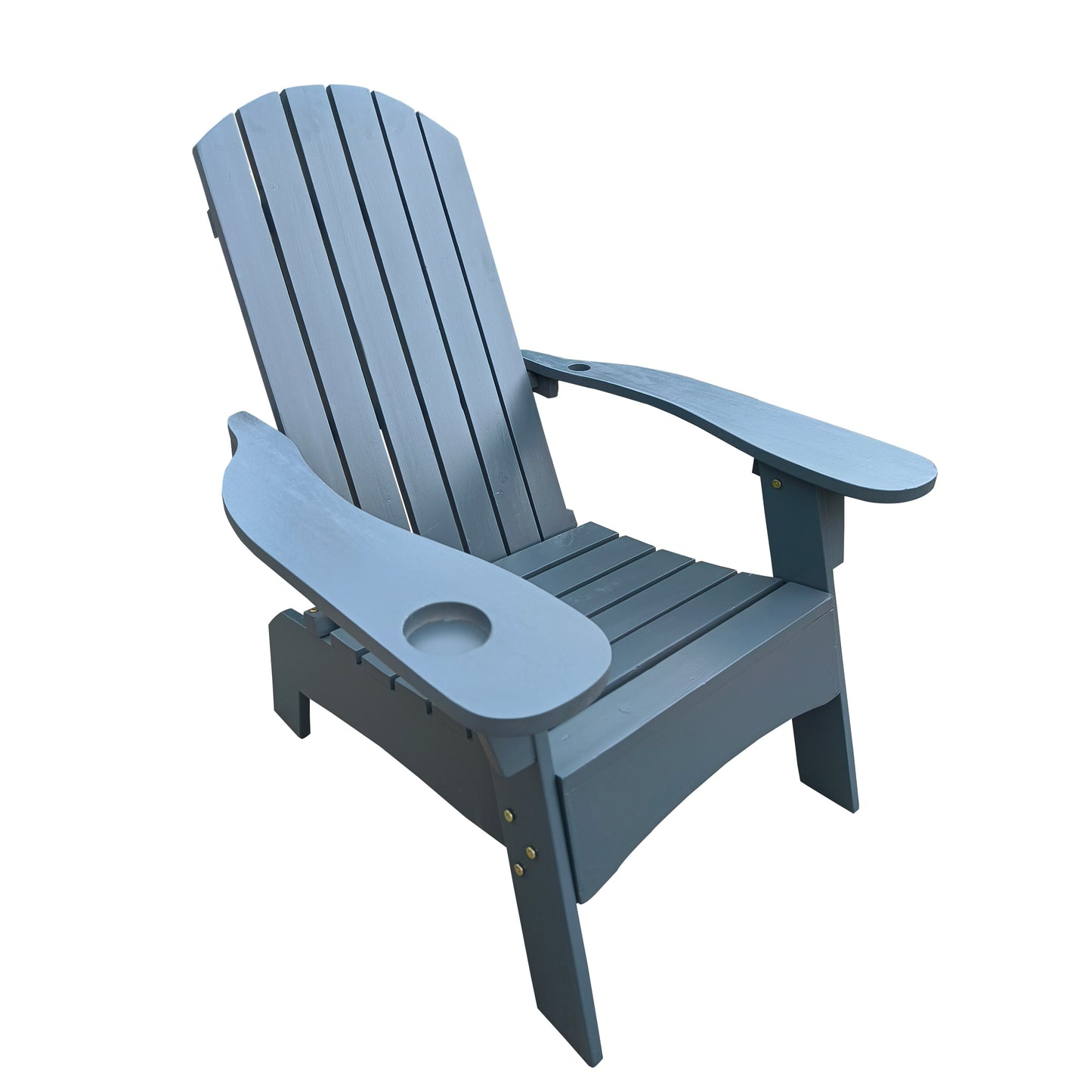 Surno Outdoor Wood Adirondack Chair with Umbrellaan hole - Gray