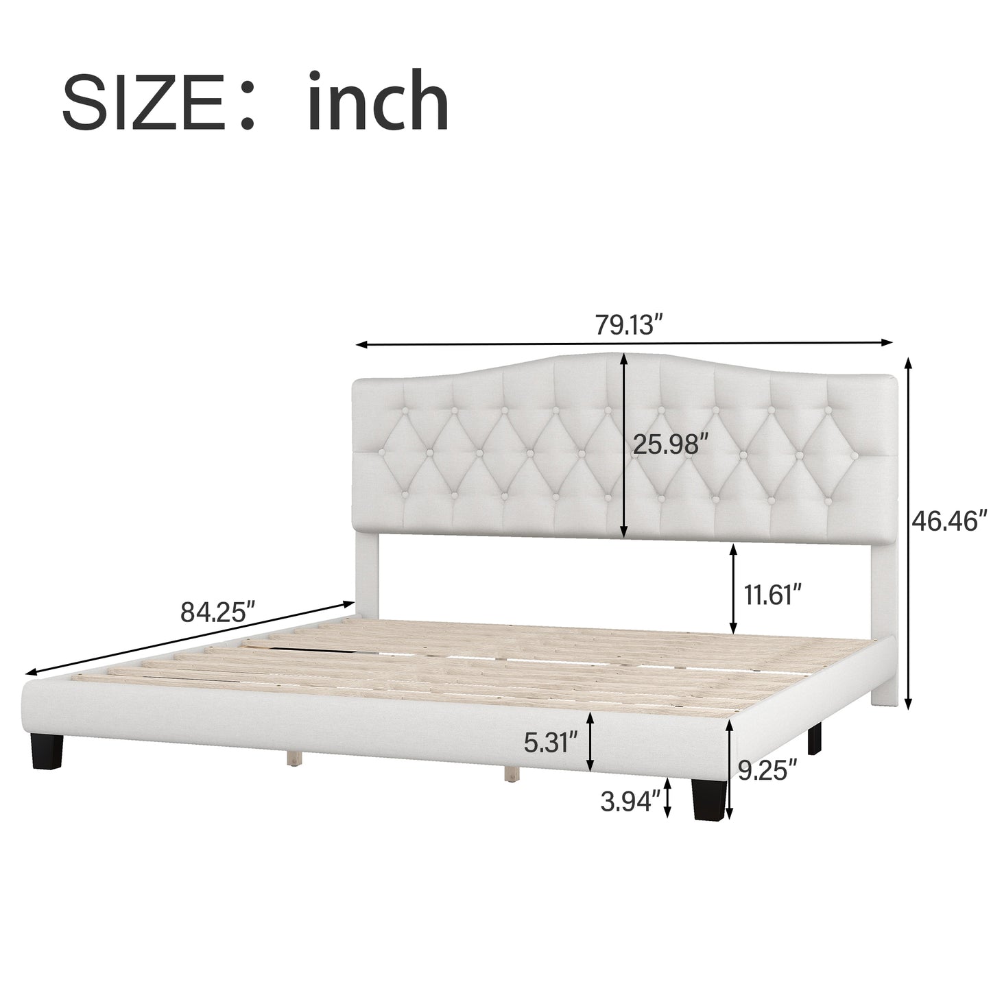 Domoni King Size Platform Bed Frame - Beige